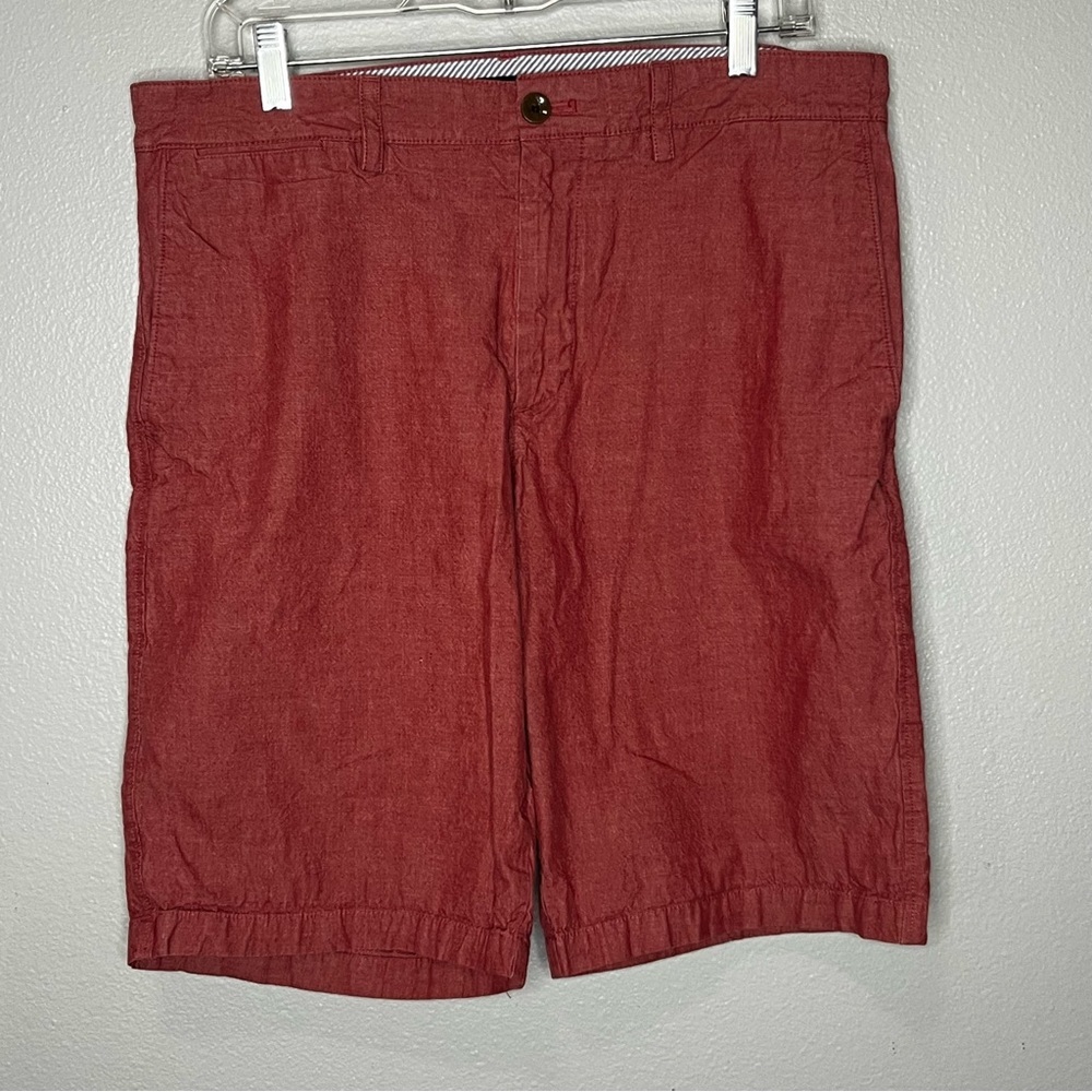 Banana Republic Chino Cotton Shorts‎ Men 33 Red Maroon Zip Pockets Golf Beach